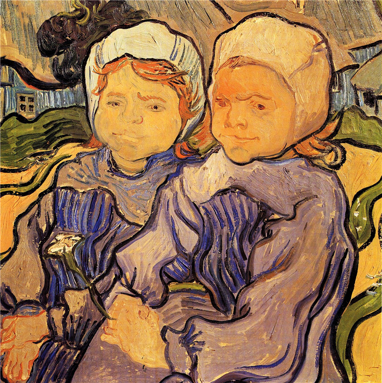 Two Children 2 Vincent Willem Van Gogh Oil Painting